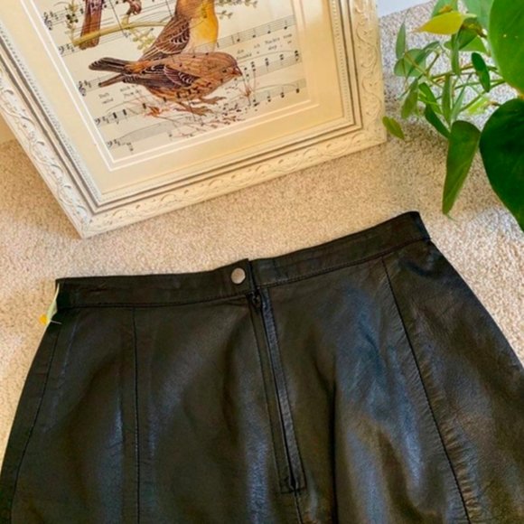 Vintage genuine leather mini skirt black - Picture 5 of 7
